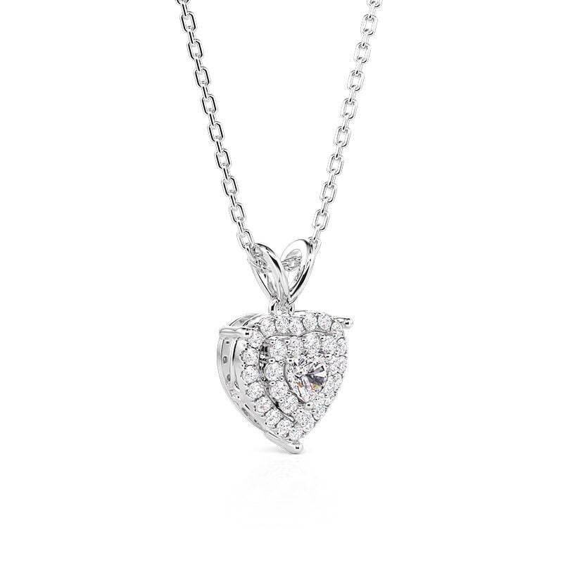Jeulia Double Halo Heart Necklace Sterling Silver