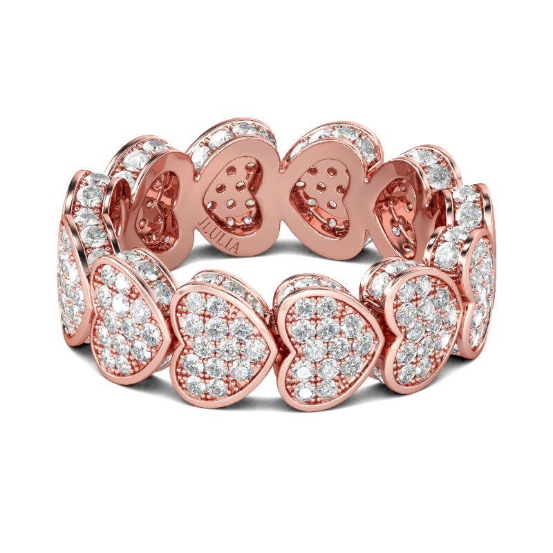 Jeulia Rose Gold Tone Heart Sterling Silver Women's Band