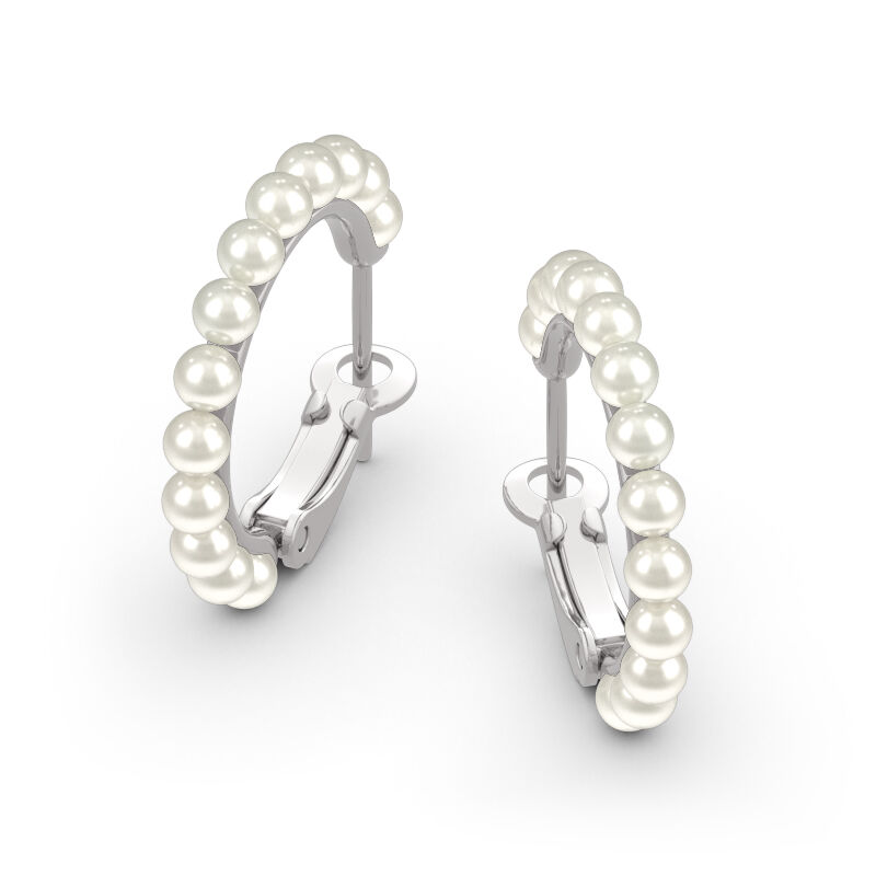 Jeulia Cultured Pearl Sterling Silver Hoop Earrings