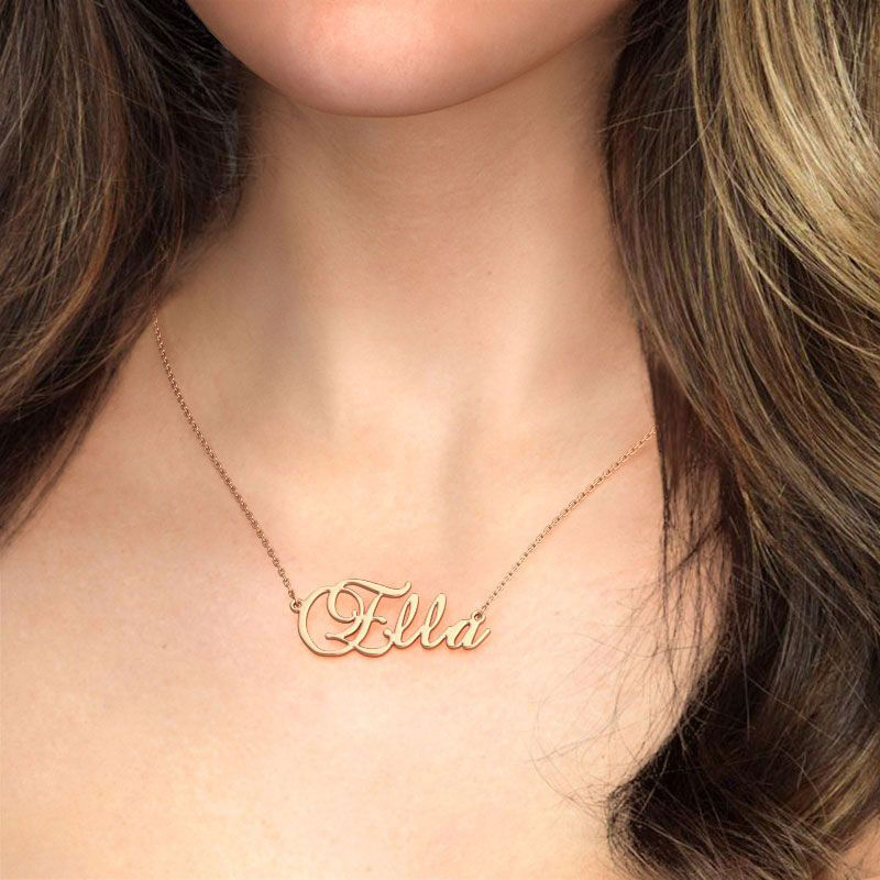 Jeulia Personalized Brockscript Style Name Necklace