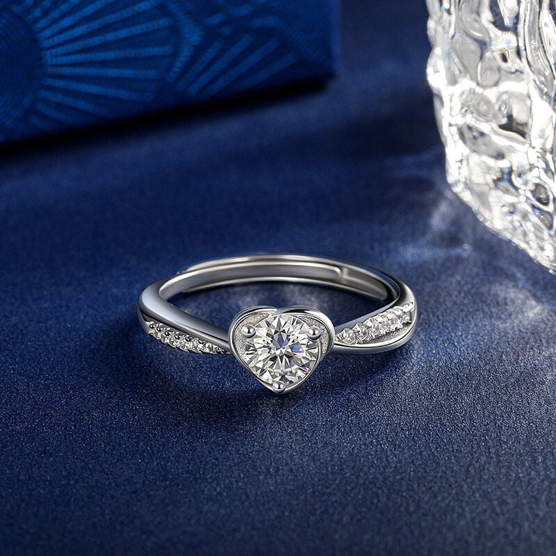 Jeulia Simple Twist Heart Eternity Ring Round Cut Sterling Silver