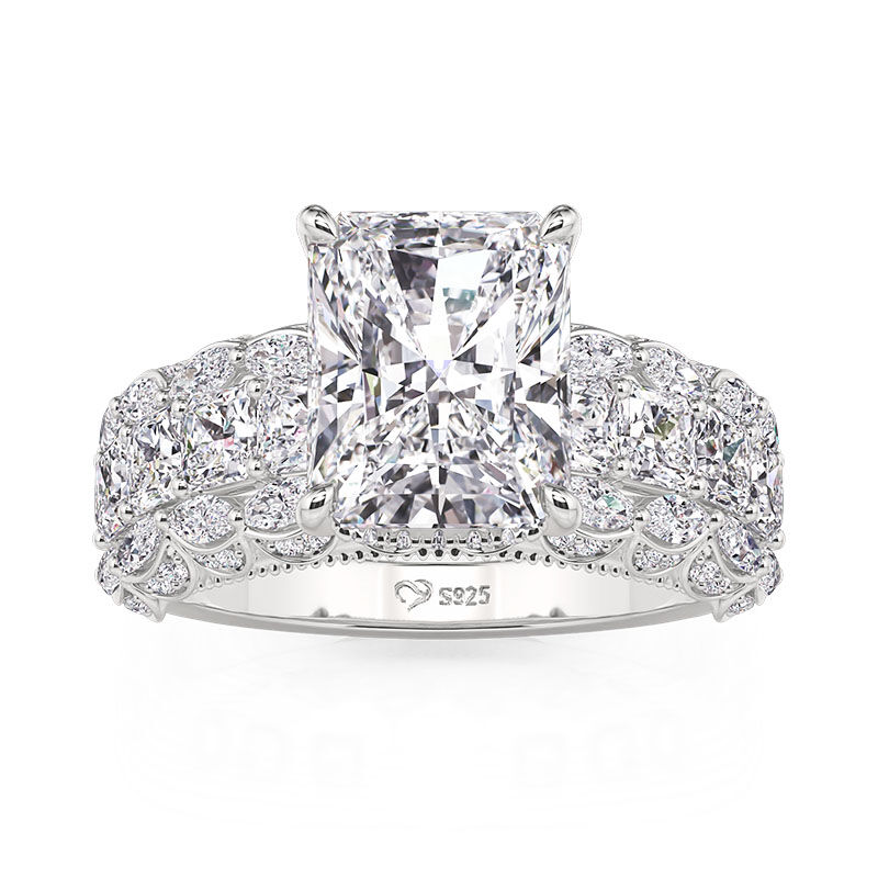 Jeulia Vintage Cluster Radiant Cut Engagement Ring