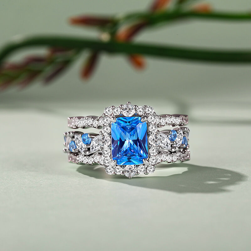 Jeulia Custom Halo Radiant Bridal Ring Set Wave Design Enhancer