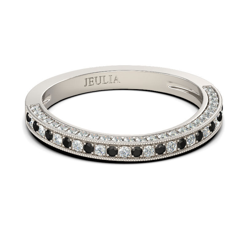 Jeulia Curved Round Cut Sterling Silver Women's Band