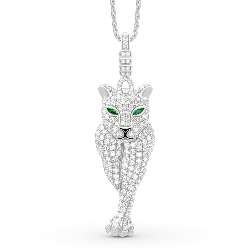 Jeulia Leopard Pendant Sterling Silver Necklace