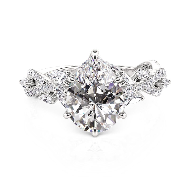 Jeulia Vine Pear Cut Flower Engagement Ring