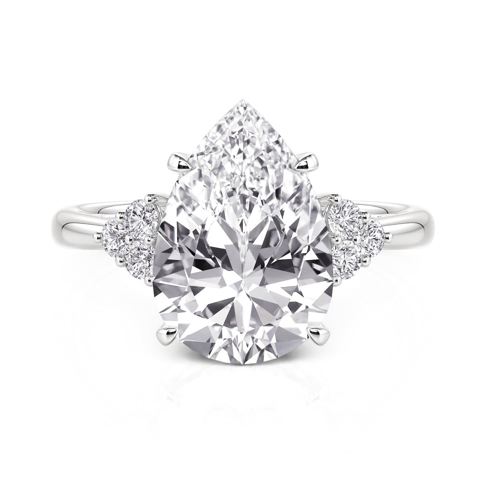 Jeulia Pear Three Stone Engagement Ring Sterling Silver