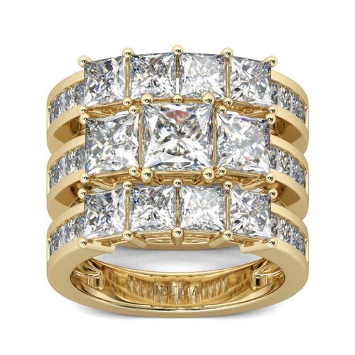 Jeulia Gold Tone Princess Cut Sterling Silver Ring Set - Jeulia Jewelry