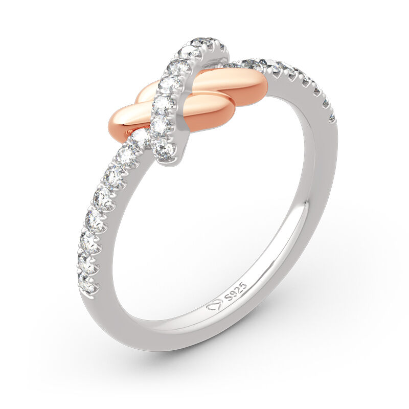 Jeulia "Love Knot" ring i två toner i sterling silver