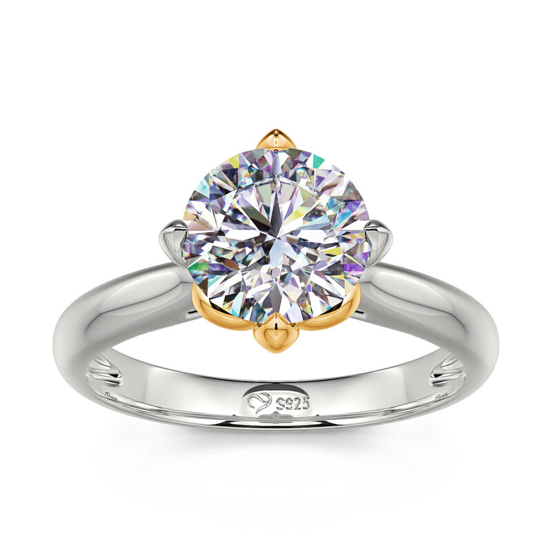 Jeulia anillo de compromiso de iris con corte redondo de plata 925