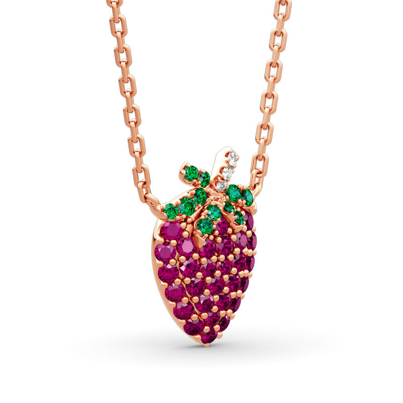 Jeulia "Summer Fruit" Strawberry Design Sterling Silver Necklace