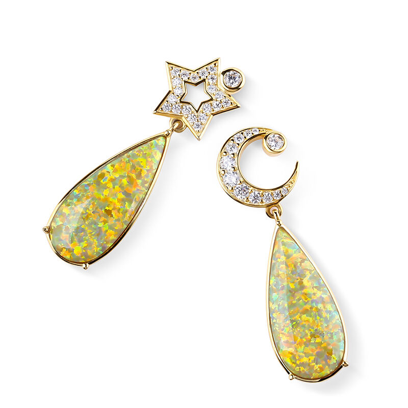Jeulia Dream Moon and Star Opal Drop Earrings