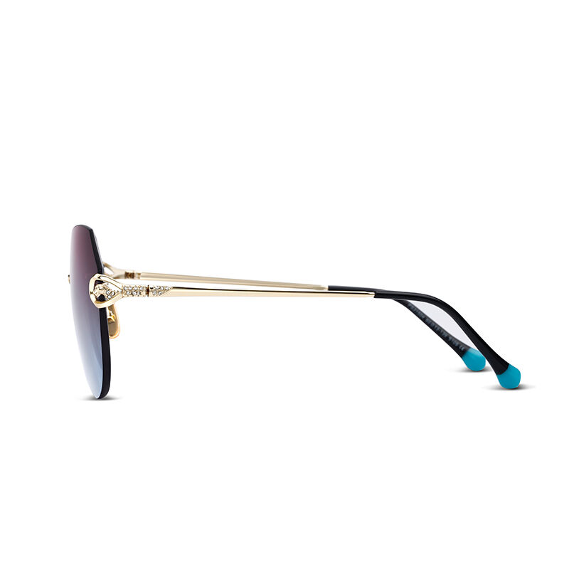 جوليا نظارة شمسية مستقطبة دائرية التدرج الأزرق البني بدون إطار للنساء