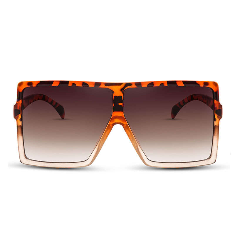Jeulia "Maska imprezowa" Kwadratowe brązowe okulary przeciwsłoneczne z gradientem Oversize Unisex