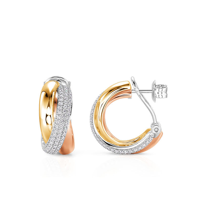 Jeulia Tri Color Hoop Earrings with Gemstones Sterling Silver