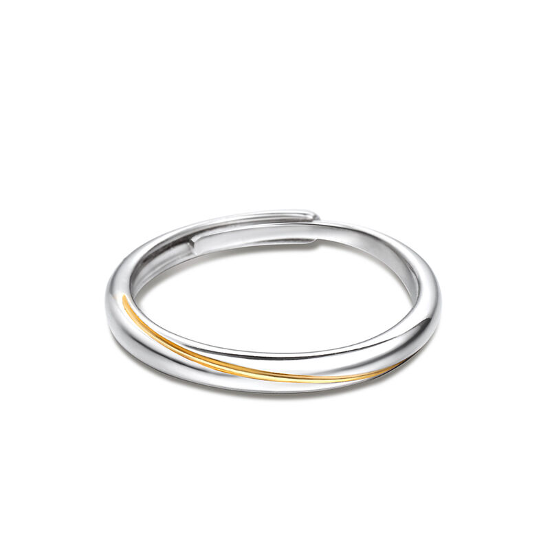 Jeulia "Every Side of Love" Mobius Two Tone Adjustable Sterling Silver Men's Band