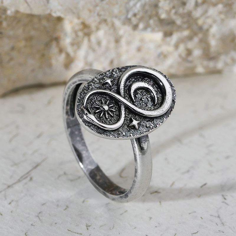 Jeulia "Celestial" Ouroboros Sterling Silver Ring