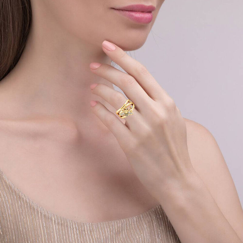 جوليا "حلم أصبح حقيقة" خاتم نحلة ذهبية من الفضة الاسترليني