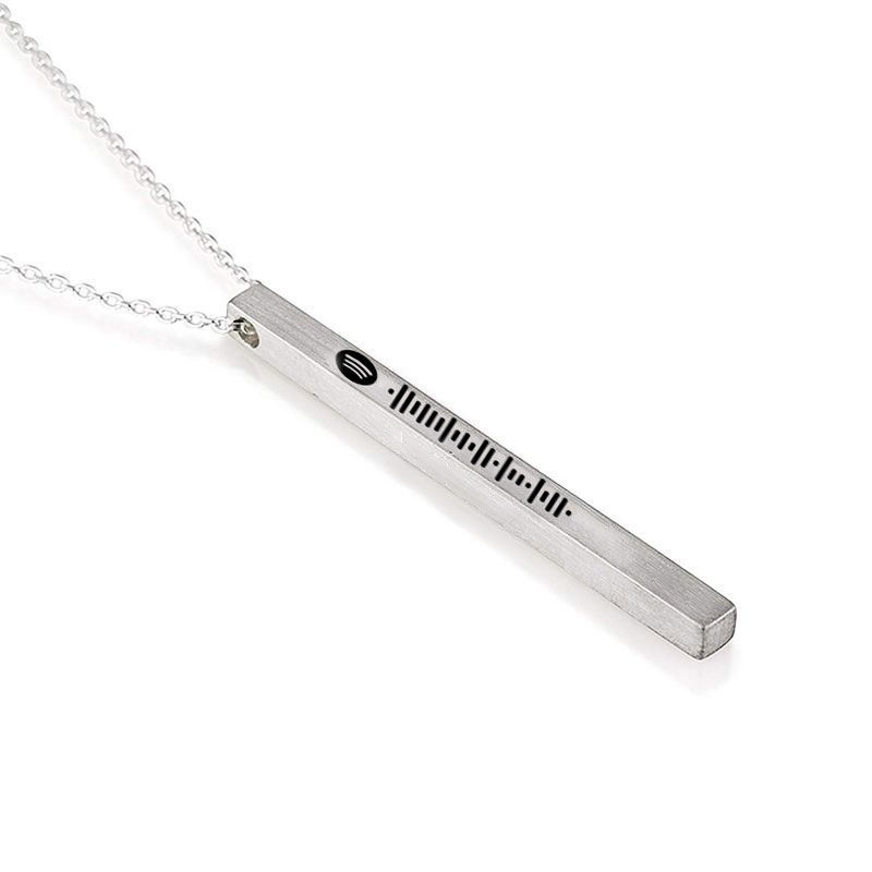 Jeulia Scannable Spotify Code Vertical Bar Stainless Steel Necklace
