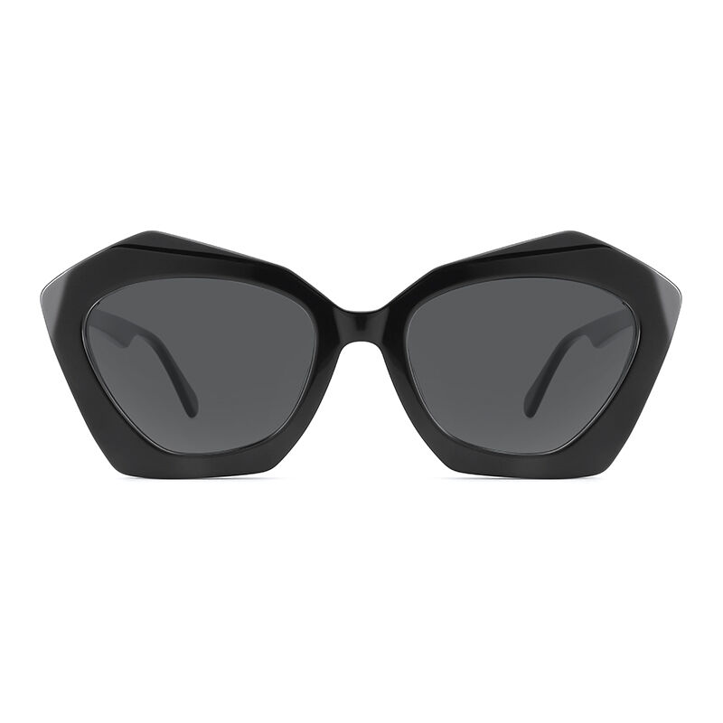 Jeulia "Free Fall" Geometric Black Polarized Women's Sunglasses