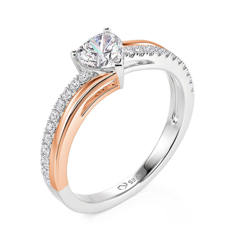 Jeulia Amore Tvåfärgad Böjdt Hjärta Löftesring i Sterling Silver