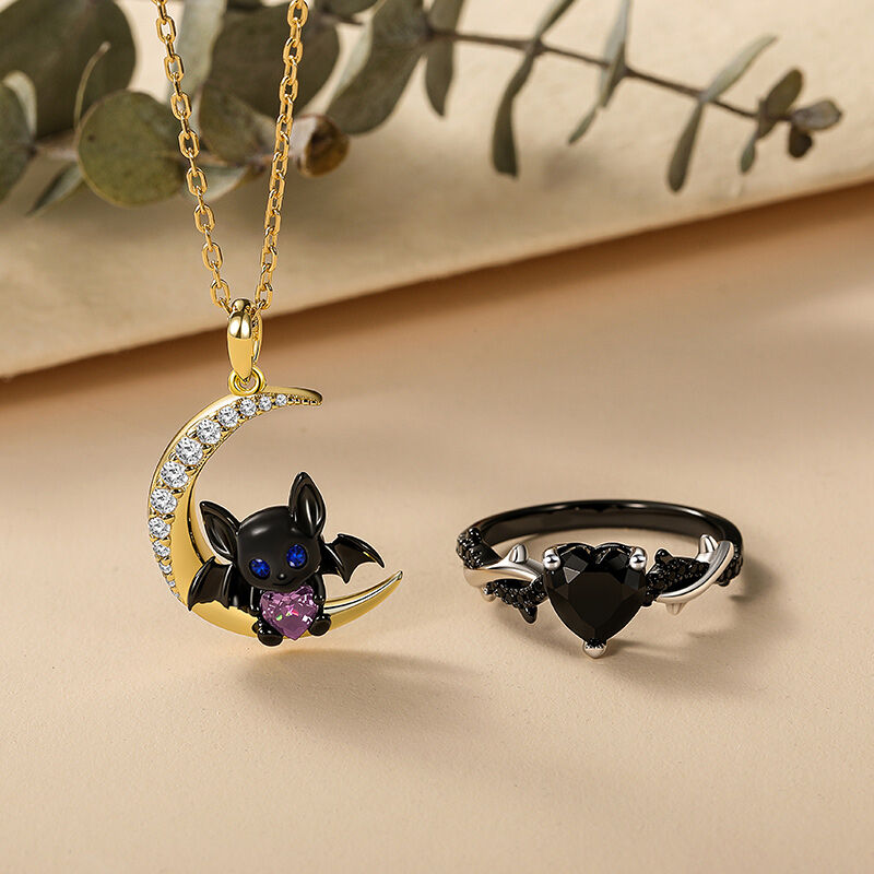 Jeulia Classic Twisted Thorns Black Heart Promise Ring