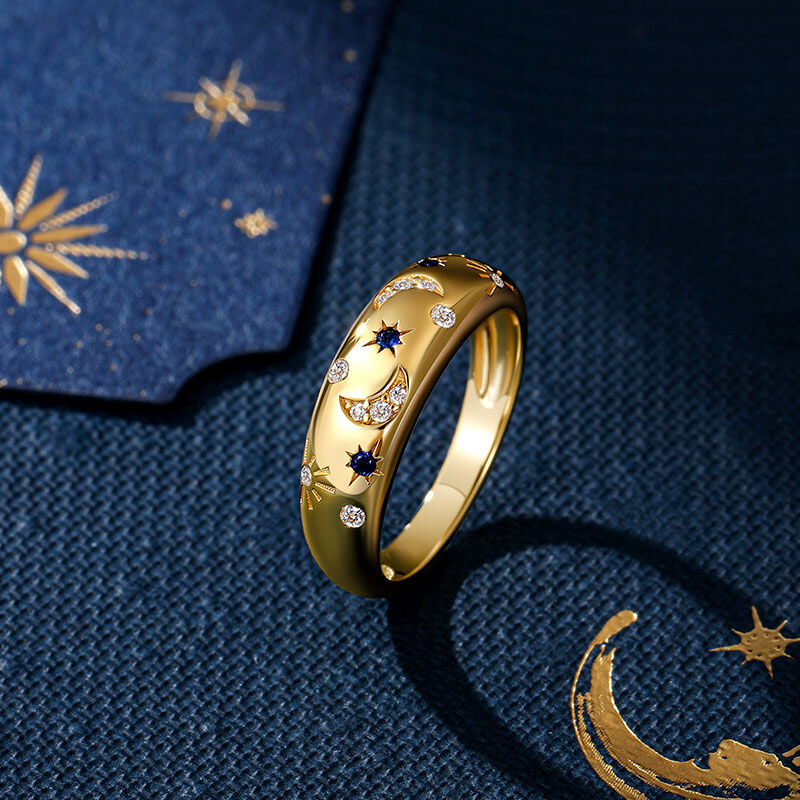 Jeulia Esenciales del Día Anillo Domo Sol Luna y Estrellas para Mujer