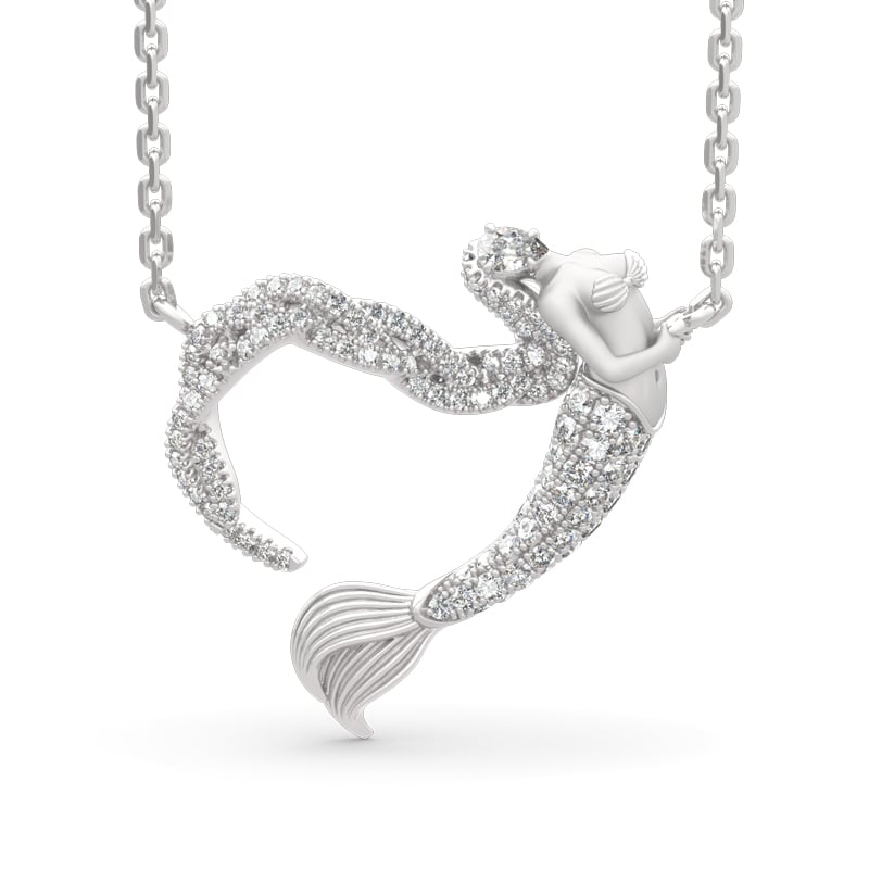 Jeulia "Ocean's Light" Sterling Silver Mermaid Gift Necklace for Valentine's Day