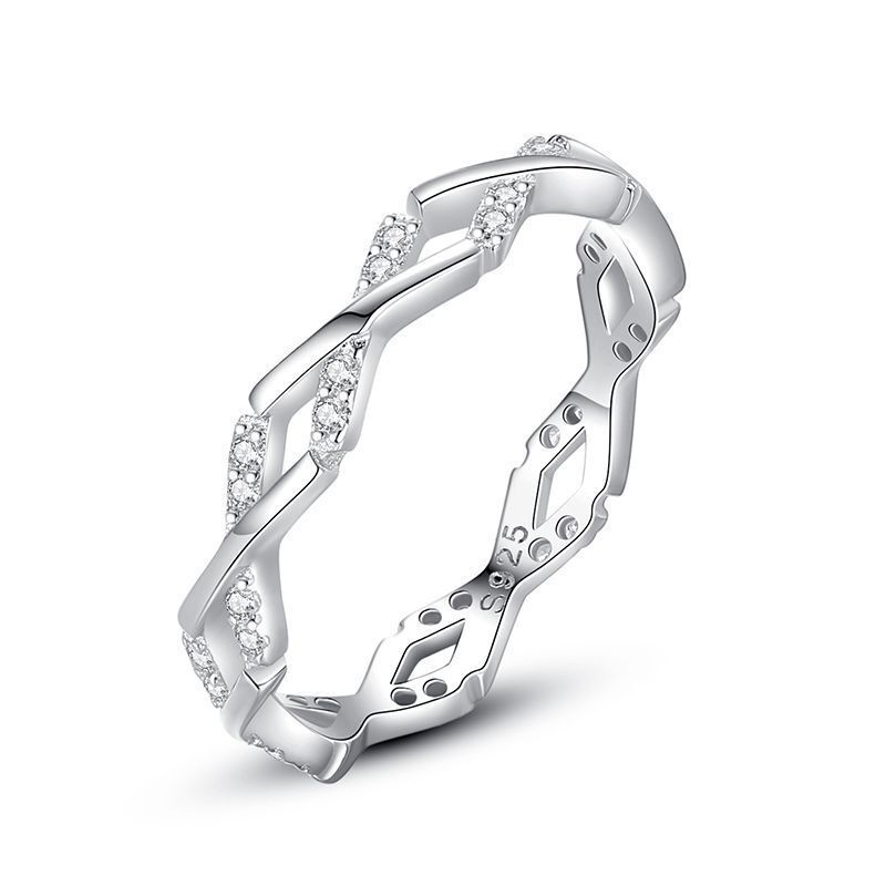 Jeulia X-Shaped Link Sterling Silver Women's Band