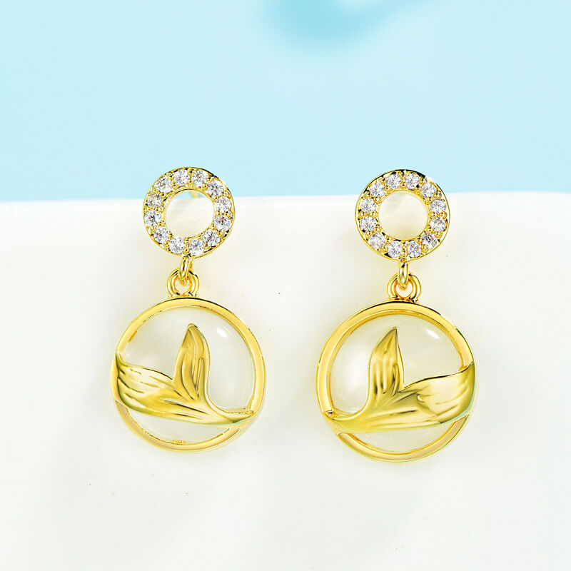 Jeulia Mermaid Tail Design Round Cut Drop Earrings