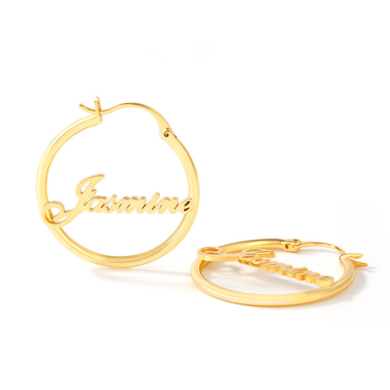 Jeulia "Best Wishes" Personalized Name Hoop Sterling Silver Earrings