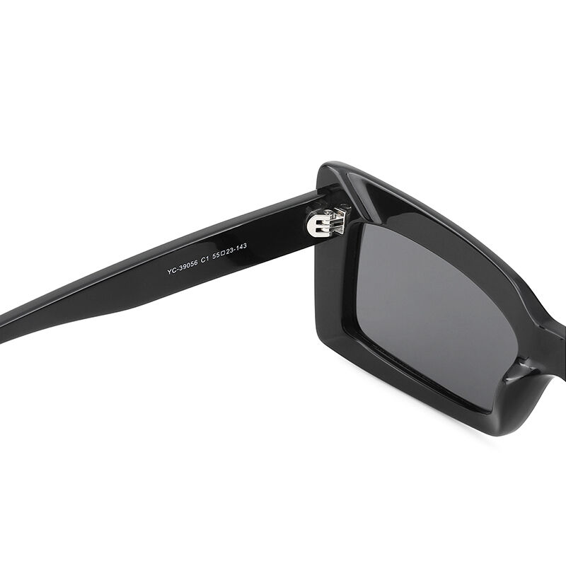 Jeulia "Quick Flash" Rectangle Black Polarized Women's Sunglasses
