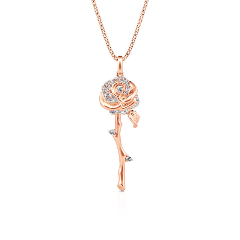 Jeulia "Flowering Rose" Rose Gold Tone Sterling Silver Jewelry Set