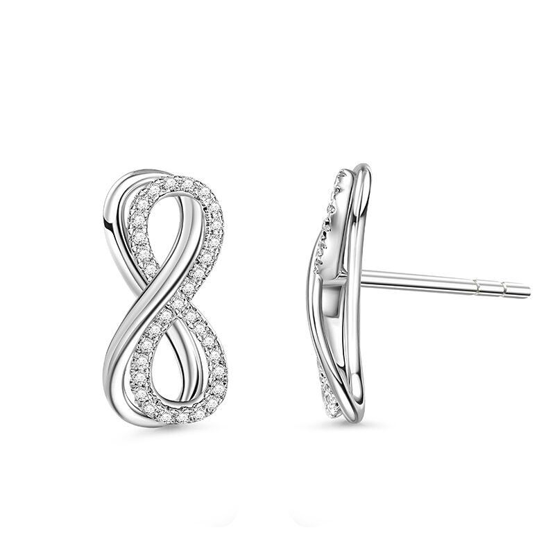 Jeulia "Infinity Love" Round Cut Sterling Silver Stud Earrings