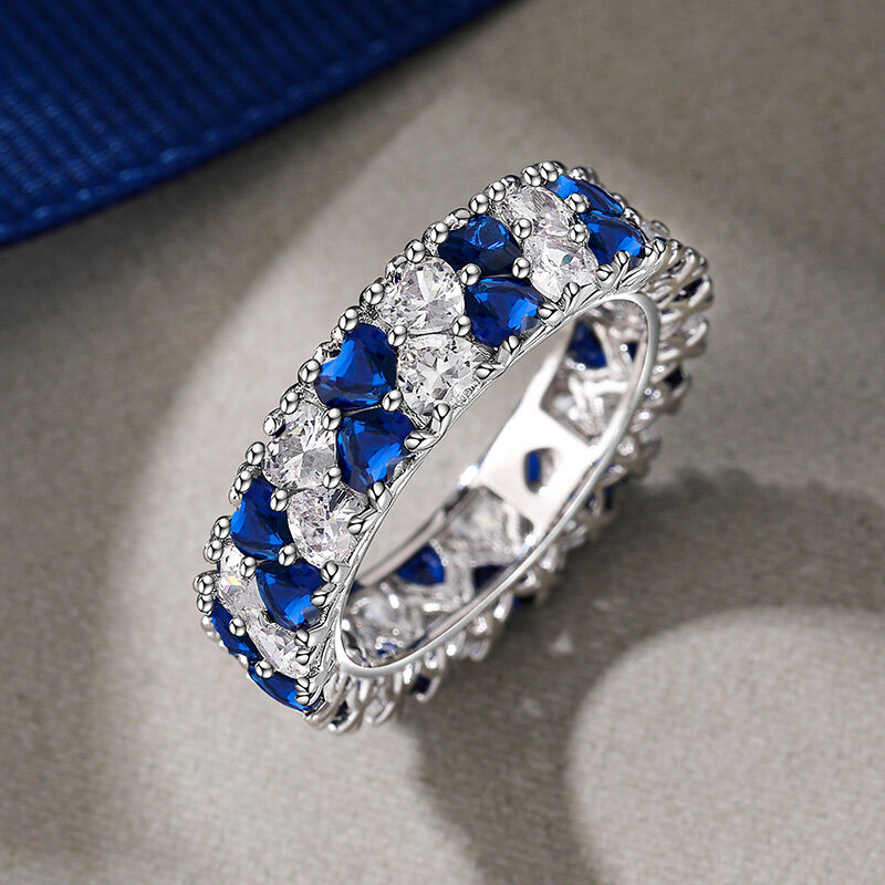 Jeulia Double Circle Heart Eternity Ring with Birthstone
