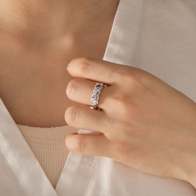 Jeulia Anello Donna a Spirale con Fila di Marquise e Pietra Natale