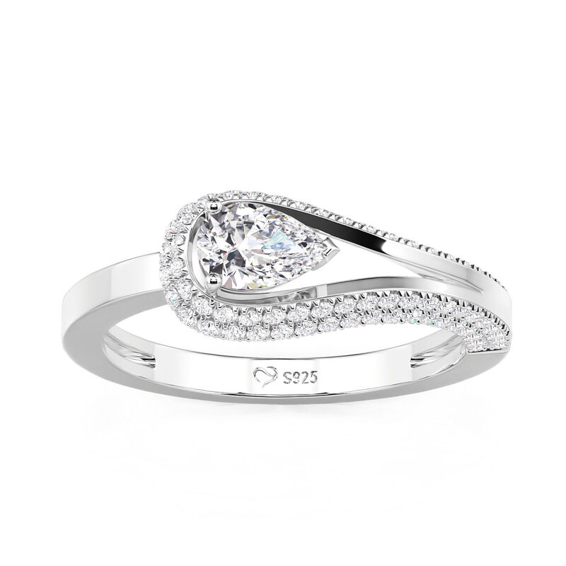 Jeulia Anello Nuziale a Forma di Lacrima-Pera in Argento Sterling
