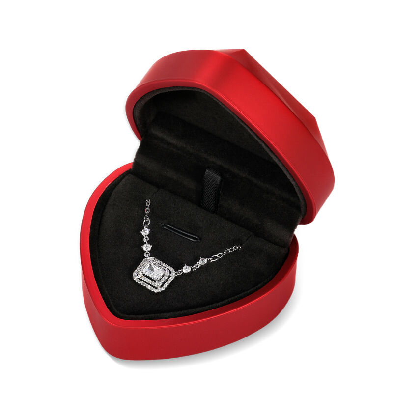 Jeulia Red Heart Shaped Necklace Box With LED Light