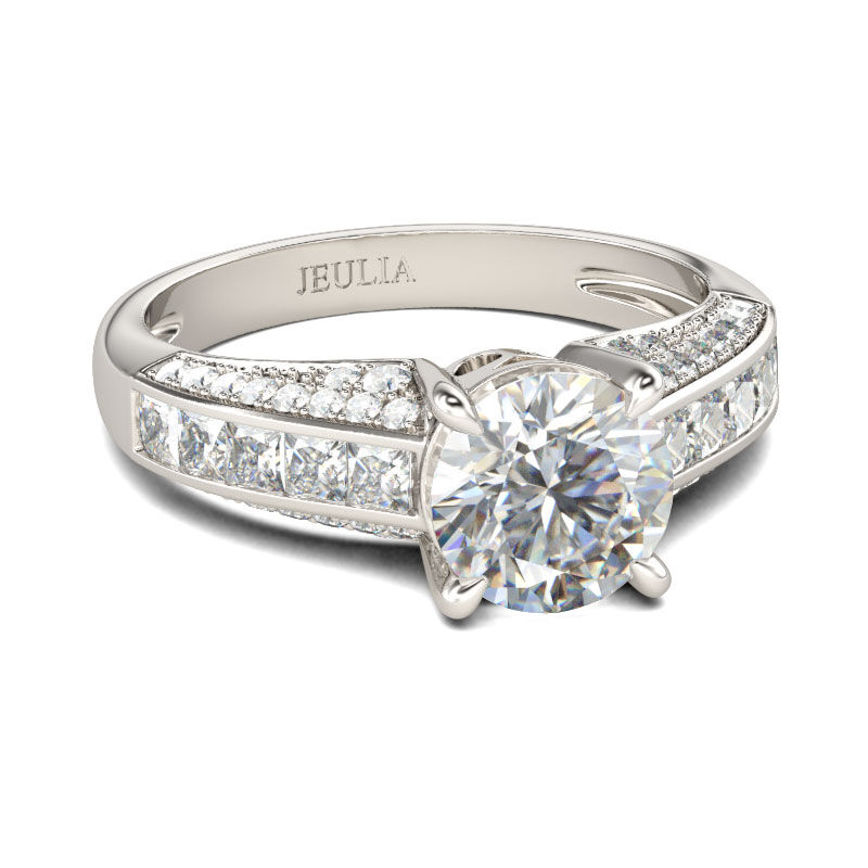 Jeulia Classic Round Cut Sterling Silver Ring