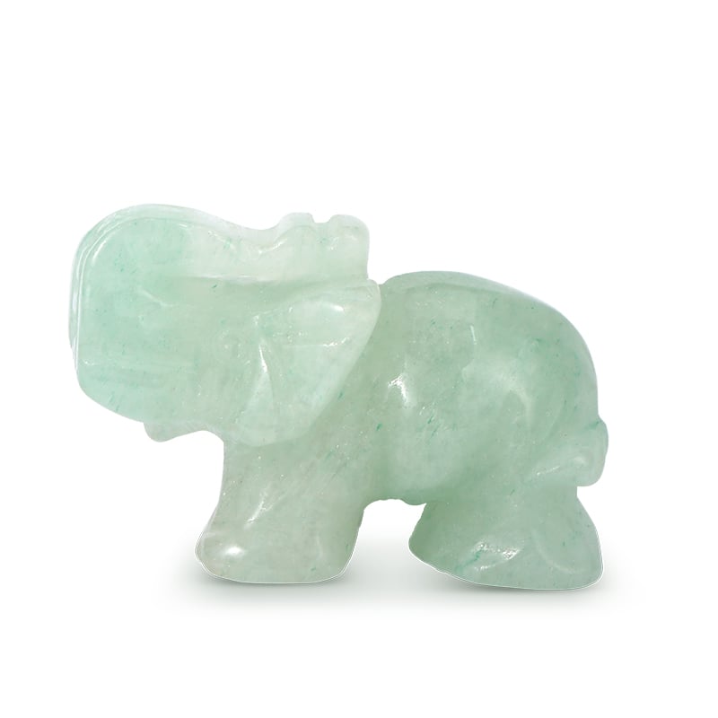 Jeulia "Clarity & Focus" Natural Green Aventurine Elephant Crystal Carving