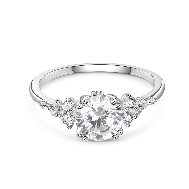 Jeulia Round Cut Cluster Ring Sterling Silver