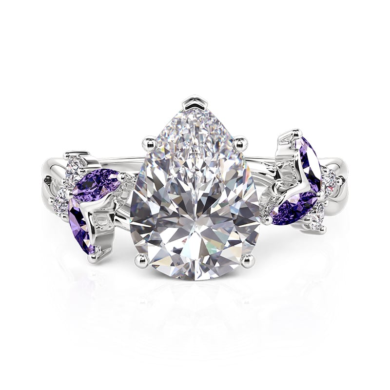Jeulia Twisted Purple Butterfly Pear Shaped Wedding Ring