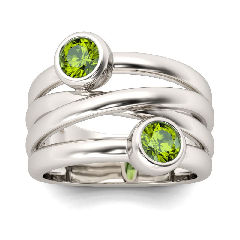 Jeulia Two Stone Crossover Sterling Silver Cocktail Ring