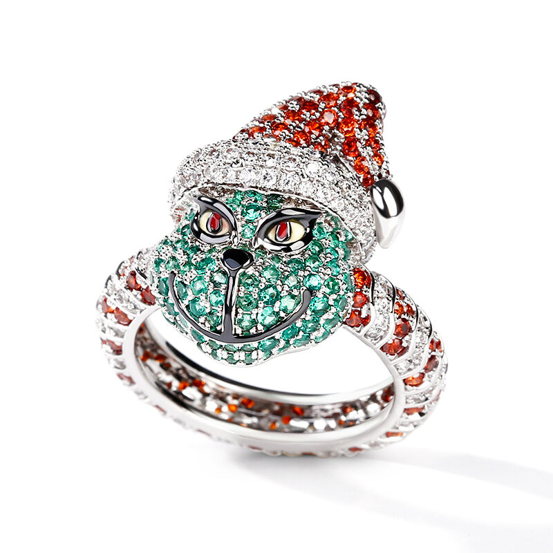 Jeulia Christmas Monster Inspired Sterling Silver Ring