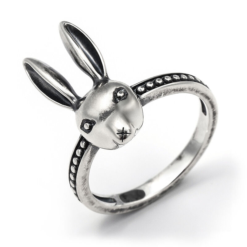 Jeulia "Punk Style" Rabbit Sterling Silver Men's Ring