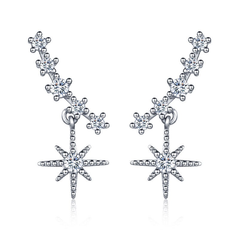 Jeulia Eight-pointed Star Design Sterling Silver Earrings