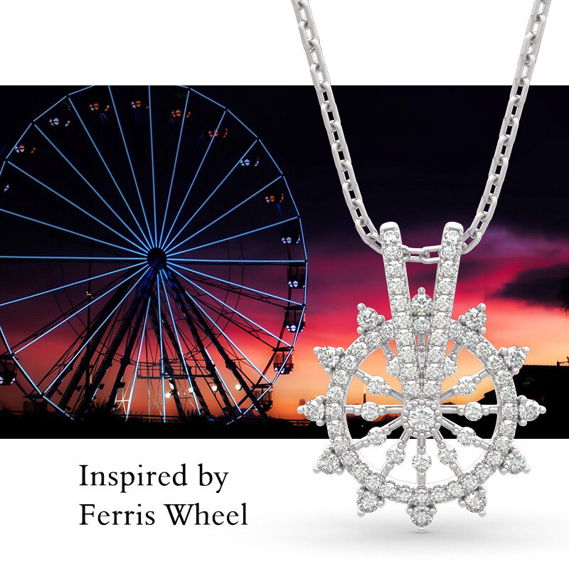 Jeulia "Ferris Wheel" Round Cut Sterling Silver Necklace