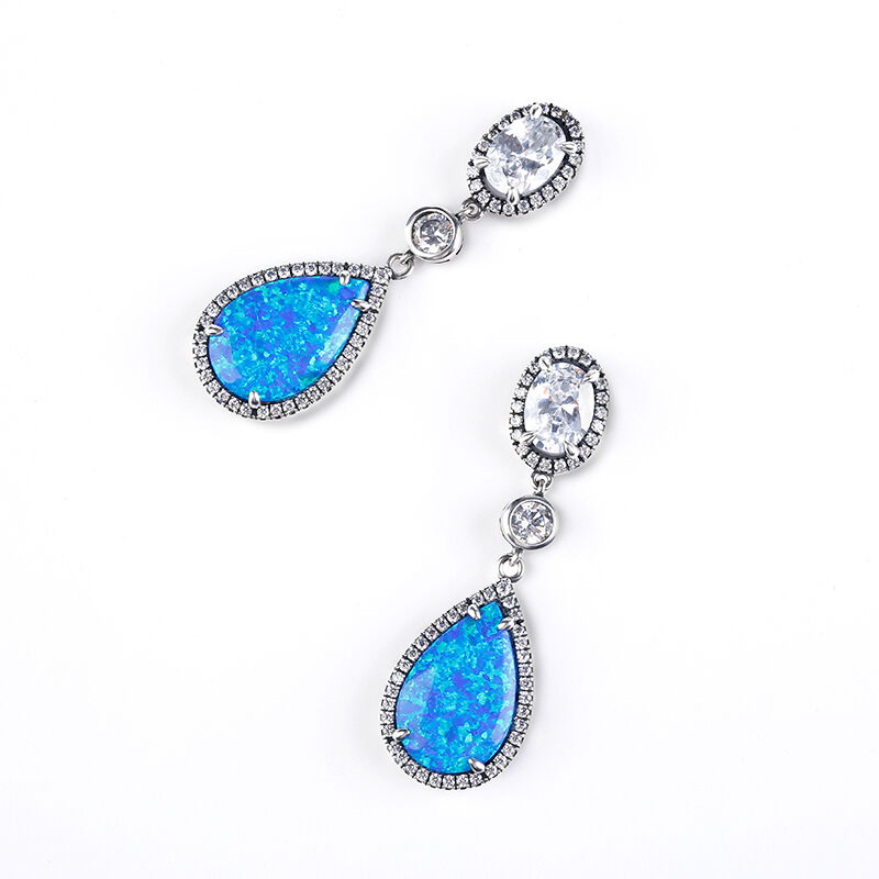 Jeulia Dreamlike Blue Opal Earrings