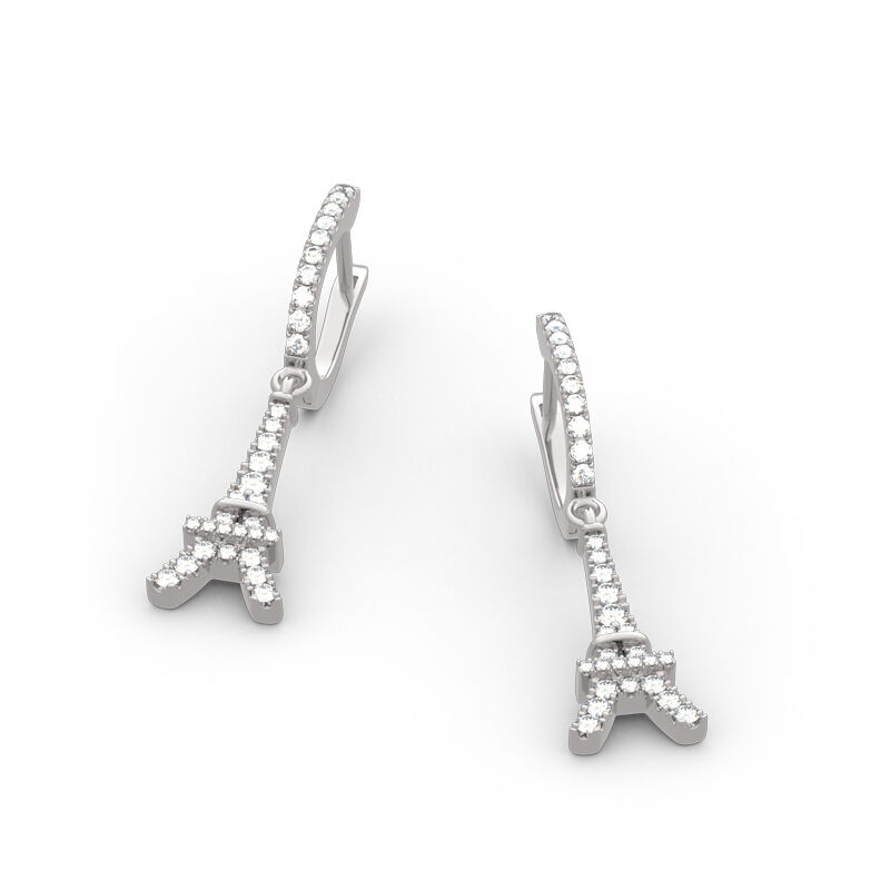 Jeulia Eiffel Tower Sterling Silver Drop Earrings