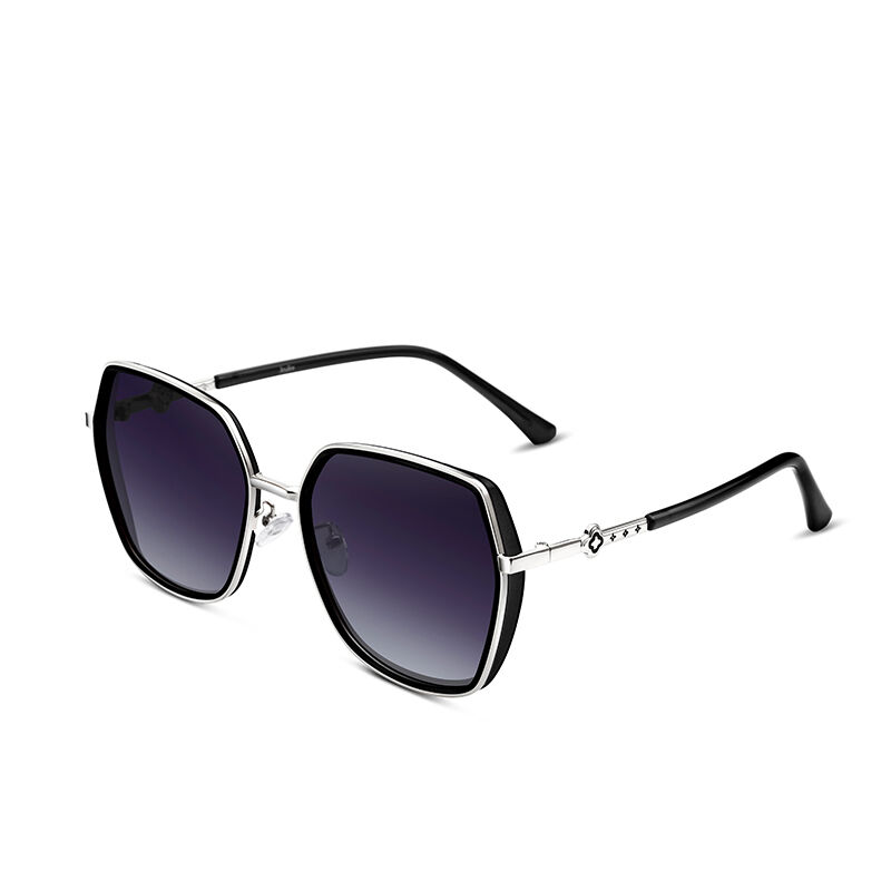Jeulia "Fragrance" Hexagon Black Gradient Polarized Women's Sunglasses